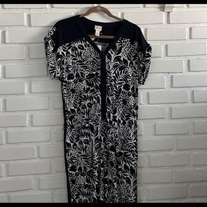 Chico’s navy/white tropics cap sleeve jumpsuit